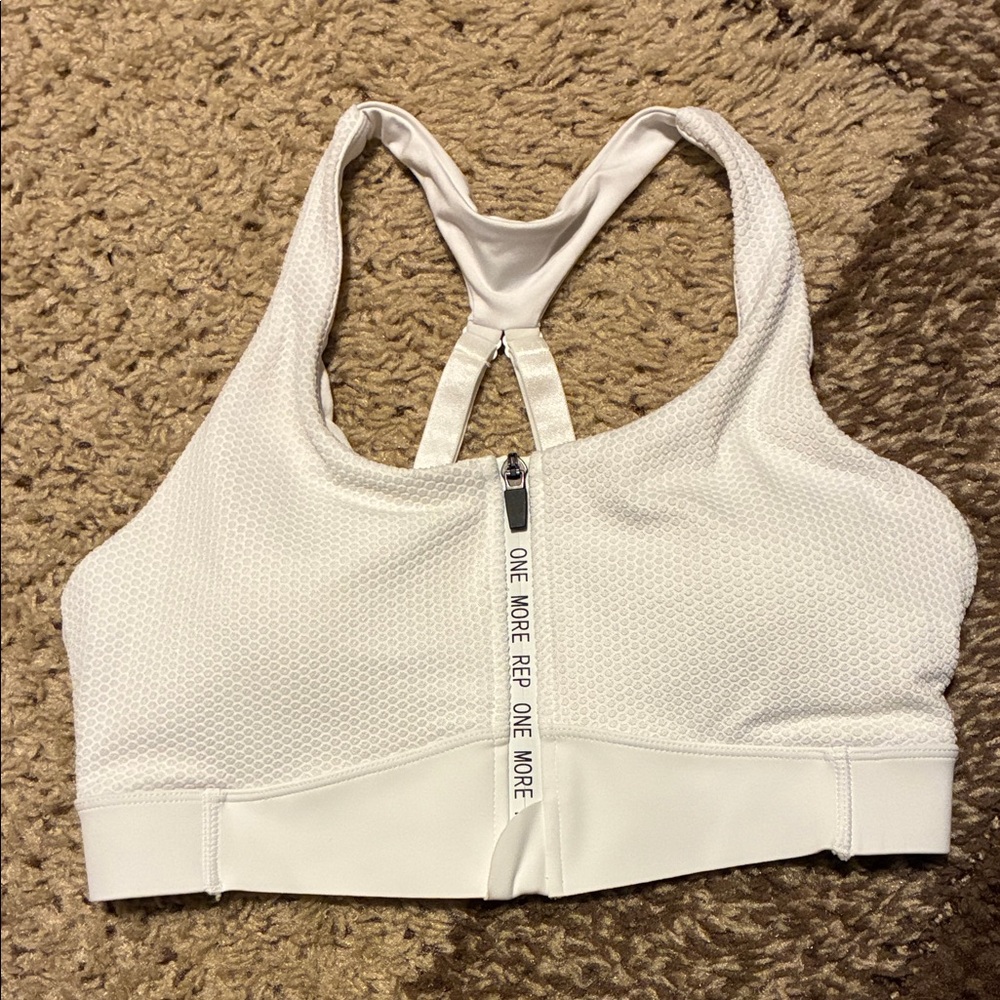 ZYIA White Zip-Front Sports Bra